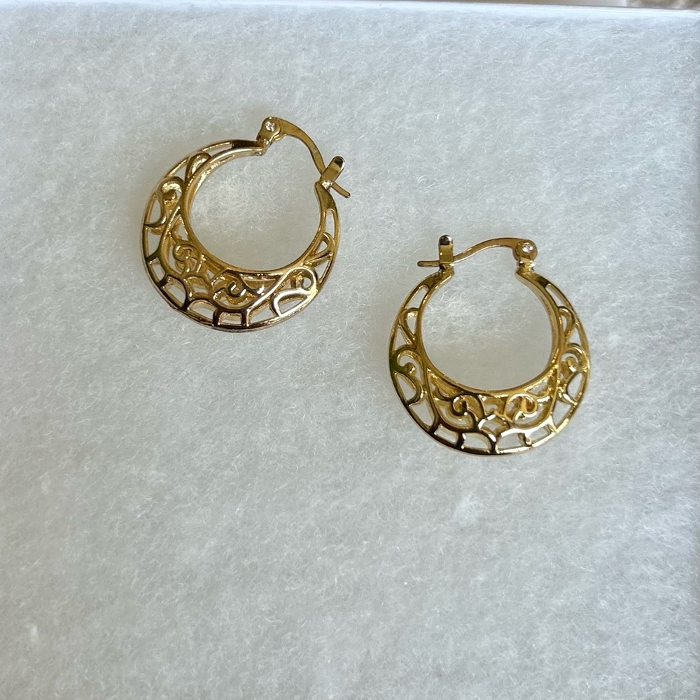 Intricate Gold Hoop Earrings